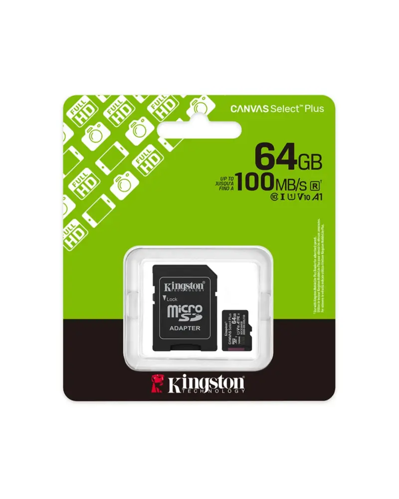 CARTE MÉMOIRE KINGSTON 64GB CANVAS SELECT PLUS (SDCS3/64GB)