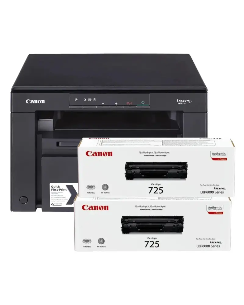 Imprimante Canon i-SENSYS Laser Monochrome MF3010 + 2 Toners Canon 725 (5252B034AA)