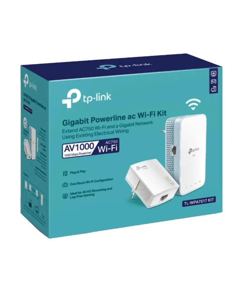 RANGE EXTENDER TPLINK CPL AV1000 POWERLINE Wi-Fi Kit 300 Mbps gigabit (TL-WPA7517KIT)
