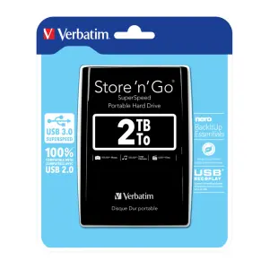Disque Dur Portable HDD Verbatim 2 TB USB 3.0 (53177)